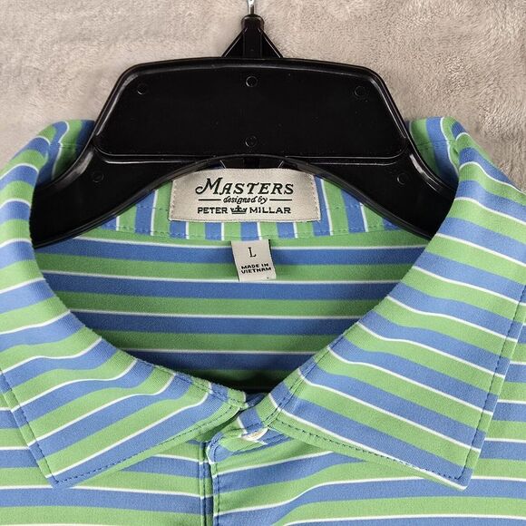Masters Golf Peter Millar Summer Comfort Polo Shirt Mens Large Blue Green - Picture 2 of 6
